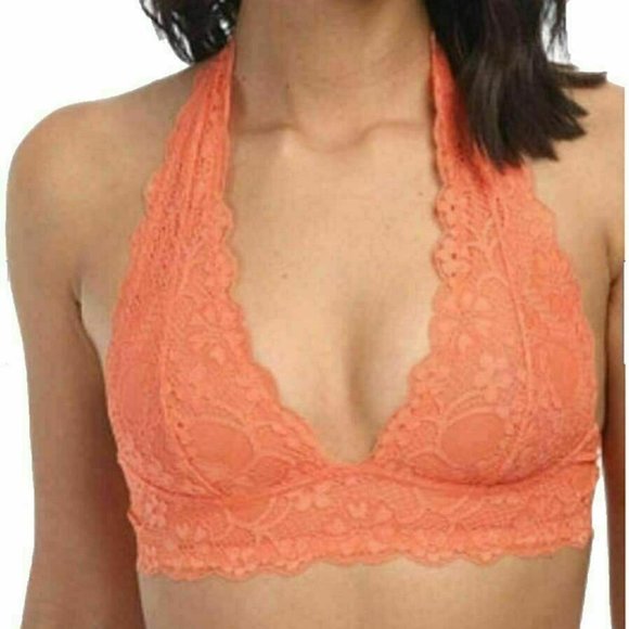 Free People Galloon Lace Halter Bra Lite Orange XS - Picture 10 of 10